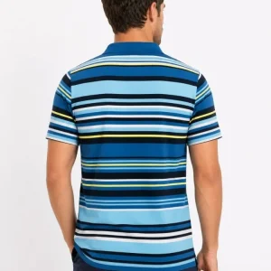Alternative view of Erkek Çizgili Polo Yaka Tişört Kısa Kol Yazlık T-Shirt Regular Fit - Mavi
