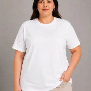 Alternative view of Battal Big Size Basic Tişört Bisiklet Yaka Rahat Kalıp T-Shirt - Beyaz