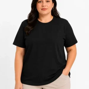 Battal Big Size Basic Tişört Bisiklet Yaka Rahat Kalıp T-Shirt - Siyah