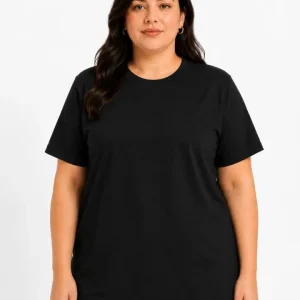 Alternative view of Battal Big Size Basic Tişört Bisiklet Yaka Rahat Kalıp T-Shirt - Siyah