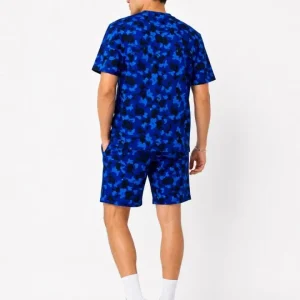 Alternative view of Erkek Oversize Kalıp Pubg Bape X Shark Nakışlı Cepli Şort Takım - Mavi