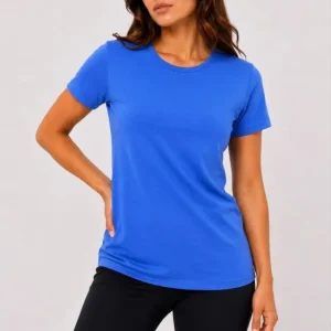 Alternative view of Basic Tişört Bisiklet Yaka Kısa Kol Günlük Yazlık Slim Fit T-Shirt - Mavi