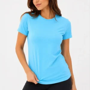 Alternative view of Basic Tişört Bisiklet Yaka Kısa Kol Günlük Yazlık Slim Fit T-Shirt - Turkuaz