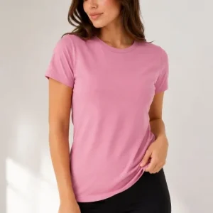 Basic Tişört Bisiklet Yaka Kısa Kol Günlük Yazlık Slim Fit T-Shirt - Pembe
