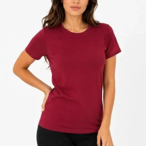 Basic Tişört Bisiklet Yaka Kısa Kol Günlük Yazlık Slim Fit T-Shirt - Bordo