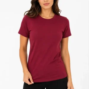 Alternative view of Basic Tişört Bisiklet Yaka Kısa Kol Günlük Yazlık Slim Fit T-Shirt - Bordo