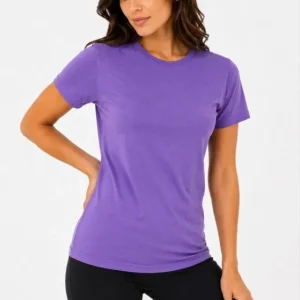 Basic Tişört Bisiklet Yaka Kısa Kol Günlük Yazlık Slim Fit T-Shirt - Mor