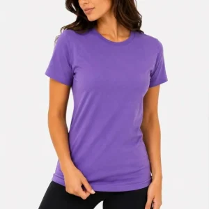 Alternative view of Basic Tişört Bisiklet Yaka Kısa Kol Günlük Yazlık Slim Fit T-Shirt - Mor