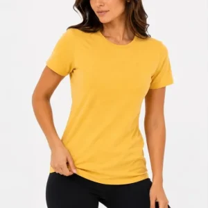 Basic Tişört Bisiklet Yaka Kısa Kol Günlük Yazlık Slim Fit T-Shirt - Sarı