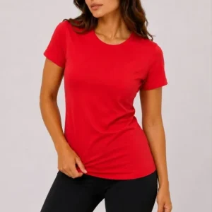 Basic Tişört Bisiklet Yaka Kısa Kol Günlük Yazlık Slim Fit T-Shirt - Kırmızı