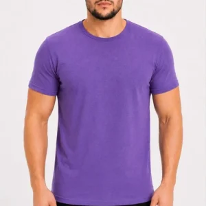 Alternative view of Erkek Basic Tişört Bisiklet Yaka Kısa Kol Günlük Yazlık Slim Fit T-Shirt - Mor