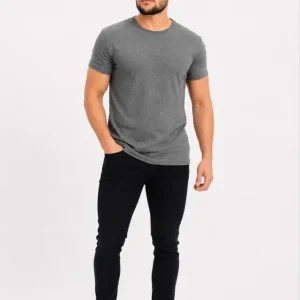 Alternative view of Erkek Basic Tişört Bisiklet Yaka Kısa Kol Günlük Yazlık Slim Fit T-Shirt - Antrasit