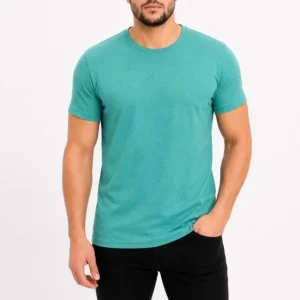 Alternative view of Erkek Basic Tişört Bisiklet Yaka Kısa Kol Günlük Yazlık Slim Fit T-Shirt - Su Yeşili