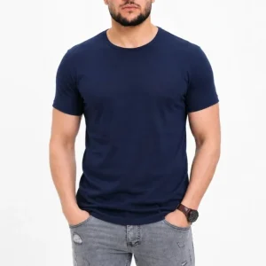 Alternative view of Erkek Basic Tişört Bisiklet Yaka Kısa Kol Günlük Yazlık Slim Fit T-Shirt - Lacivert