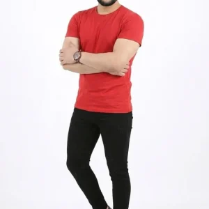 Alternative view of Erkek Basic Tişört Bisiklet Yaka Kısa Kol Günlük Yazlık Slim Fit T-Shirt - Kırmızı