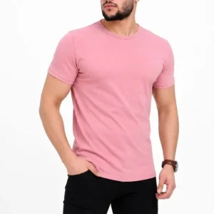 Alternative view of Erkek Basic Tişört Bisiklet Yaka Kısa Kol Günlük Yazlık Slim Fit T-Shirt - Pembe