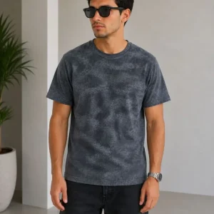 Alternative view of Erkek Batik Desenli Tişört Bisiklet Yaka Kısa Kol Regular Fit T-shirt - Füme