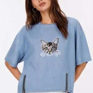 Erkek Baskılı T-Shirt Kısa Kol Bisiklet Yaka Rahat Kalıp Tişört - Mavi