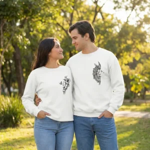 Alternative view of Sevgililer Günü Baskılı Oversize Bisiklet Yaka Sweatshirt - Beyaz