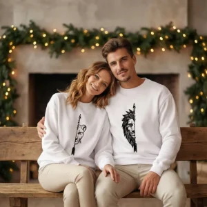 Alternative view of Sevgililer Günü Baskılı Oversize Bisiklet Yaka Sweatshirt - Beyaz