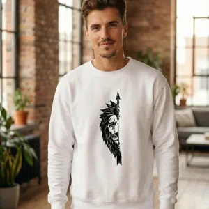Oversize Bisiklet Yaka Sevgililer Günü Baskılı Sweatshirt - Beyaz