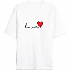 Alternative view of 14 Şubat Tişört Sevgililer Günü İçin Özel Tasarım Love Baskılı T-shirt - Beyaz