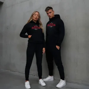 Alternative view of Yılbaşı Merry Christmas Baskılı Oversize Kapüşonlu Sweatshirt Hoodie - Siyah