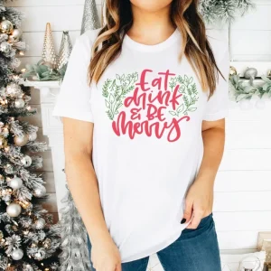 Alternative view of Yılbaşı Noel Baskılı Kısa Kollu Oversize Bisiklet Yaka T-shirt - Beyaz