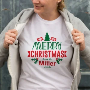 Alternative view of Yılbaşı Merry Christmas Miller Baskılı Oversize Bisiklet Yaka T-shirt - Beyaz