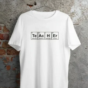24 Kasım Kimya Öğretmeni Hediyesi Baskılı Bisiklet Yaka T-shirt - Beyaz