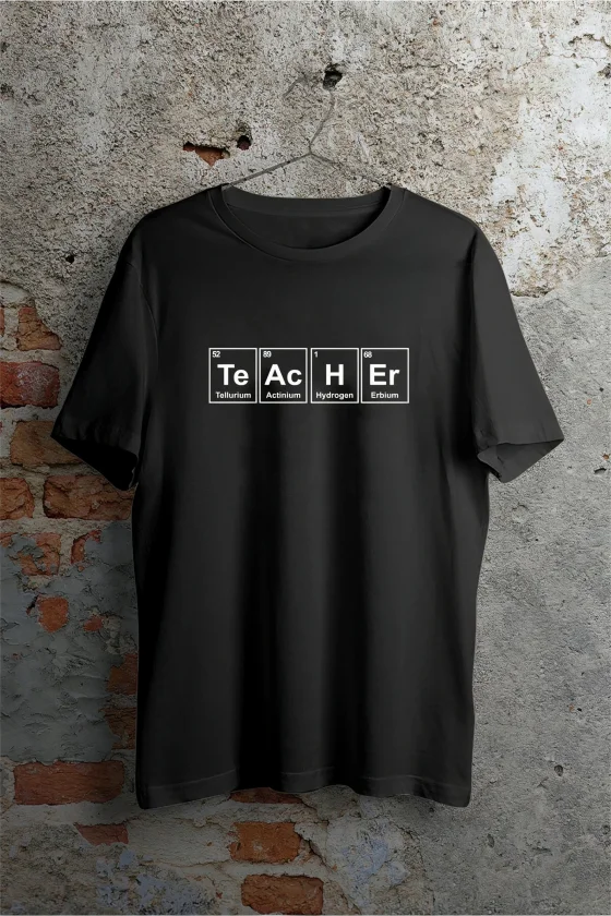 24 Kasım Kimya Öğretmeni Hediyesi Baskılı Bisiklet Yaka T-shirt - Beyaz - Görsel 2