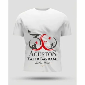 Alternative view of 30 Ağustos Zafer Bayramı Baskılı Oversize Bisiklet Yaka T-shirt