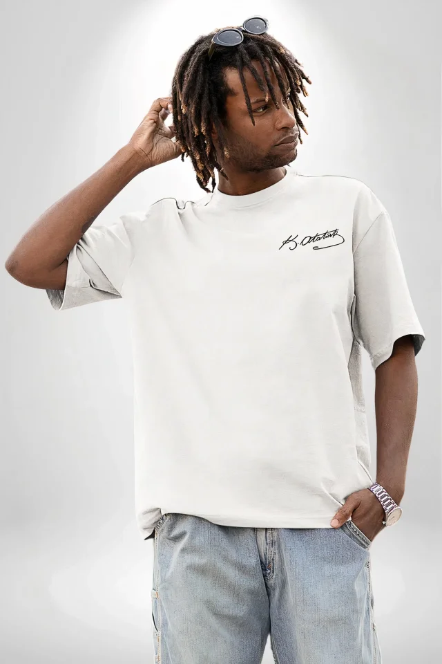 30 Ağustos Zafer Bayramı Ön Arka Baskılı Oversize Bisiklet Yaka T-shirt - Beyaz - Görsel 3