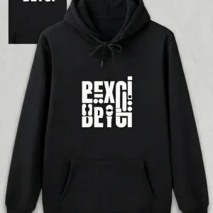 Sevgililer Günü Beyci Hediye Baskılı Oversize Kapüşonlu Sweatshirt - Siyah
