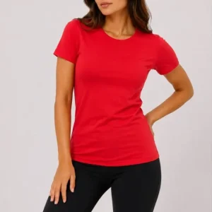 Alternative view of 3’lü Kısa Kollu Bisiklet Yaka Basic Slim Fit T-Shirt - Kırmızı - Mavi - Turuncu