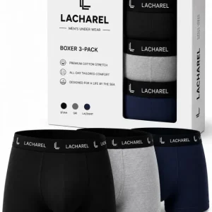Erkek Likralı Pamuklu Nefes Alan Penye Boxer 3lü Paket - Siyah - Gri - Lacivert