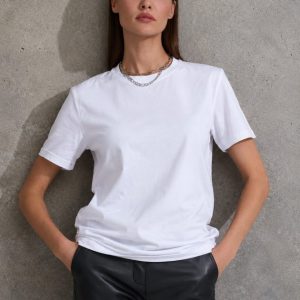 Alternative view of Unisex Kısa Kollu Bisiklet Yaka Basic Viskon Bluz