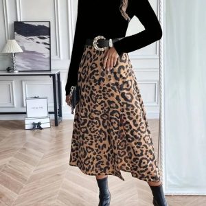 Kadın Uzun Kollu Bisiklet Yaka Ithal Krep Bluz Alt Desenli Modal Midi Elbise