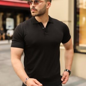 Erkek Düğmeli Yaka Pamuk Triko Tişört