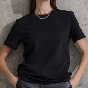 Alternative view of Unisex Kısa Kollu Bisiklet Yaka Basic Viskon Bluz