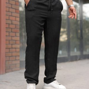 Erkek Beli Lastikli Pera Keten Pantolon